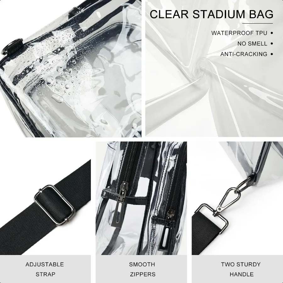 Прозрачная сумка для стадионных мероприятий Прозрачный кошелек для женщин Сумка через плечо для стадиона Прозрачная сумка для концертов и занятий спортом