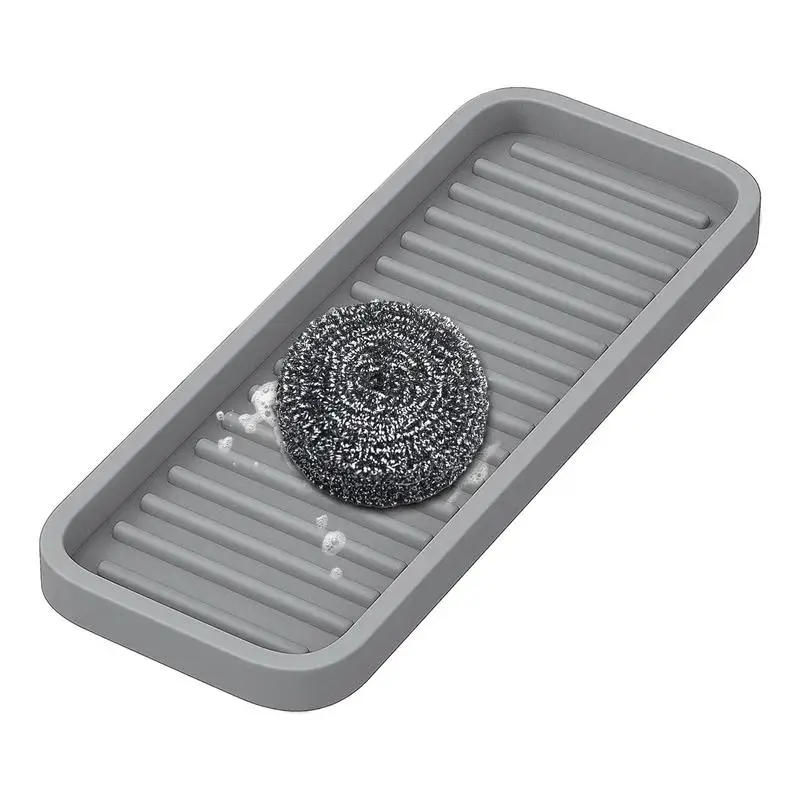 Sponge Holder Tray Silicone Sponge Drain Dish Countertop Sponge Dish Kitchen Sink Bathroom Washbasin Organizer For Homes Offices