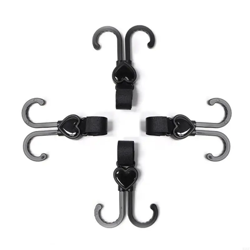 

E06F Pram Hook for Shopping Bag Diaper Bag Hanging Double Hook Multi-Purpose Heavy-Bearing Hook Outdoor Travel Gear