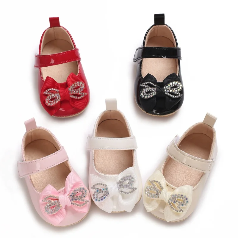 

​"Baby Mary Jane Shoes - Bow Detail Faux Leather | Soft Lined First Walkers for Toddlers"​​