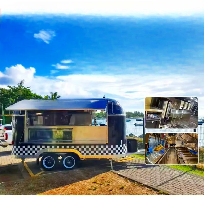 Compact Electric Food Cart Customized Mobile Snack Booth Hot Dog Ice Cream Cart Refrigerator and Warming Drawer Park Festival