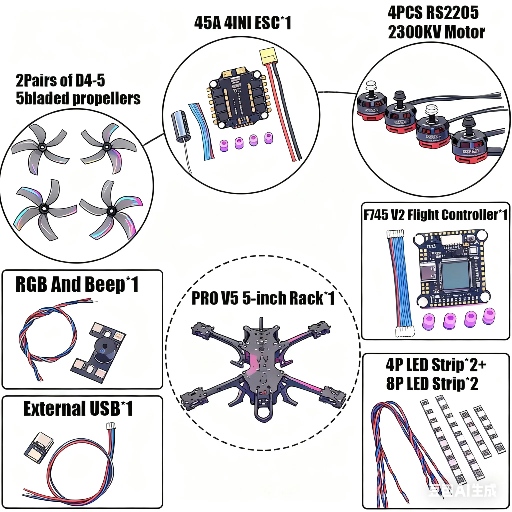 

B-CUBE PRO V5 5-дюймовый комплект рамы для дрона FPV из углеродного волокна Гоночный квадрокоптер Freestyle INAV Beatflight F722 Ardupilot Flight Control