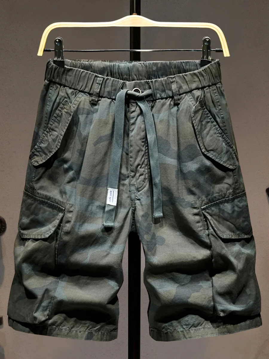

High Quali Camouflage orts Men's Summer Loose Faion Large ket Outdoor Workwear Five-Quarter Length Breathable Cotton