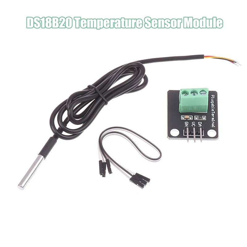 DS18B20 Modul Sensor Suhu Kabel Sensor Digital Tahan Air Adaptor Terminal Probe Baja Tahan Karat UNTUK Arduino