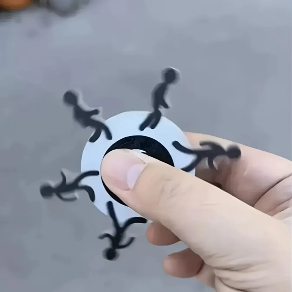 Fidget-Spinner-Spielzeug, sensorisches Stressabbau-Spielzeug für Kinder und Erwachsene, Fidget-Spielzeug – drehende bewegliche Figur mit schwarzen Silhouetten