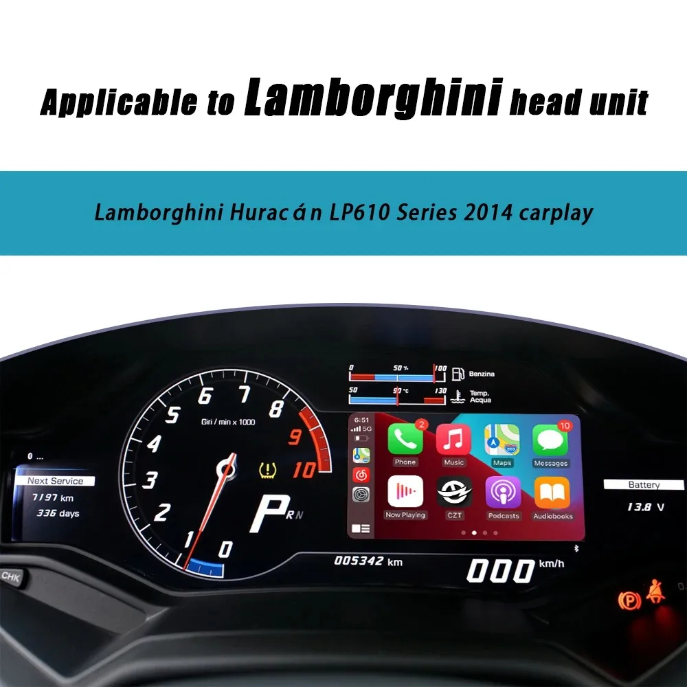 CZT-AUTO Wireless Carplay Android Auto Adapter for Lamborghini Huracan 2012-2019 DVD Player Mirror Link AirPlay Radio Functions