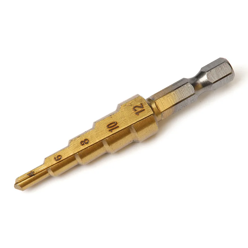 Hexagonal Handle-Plated Step 3-12/4-12/4-20Mm Small Three-Piece Pagoda Drill Bit