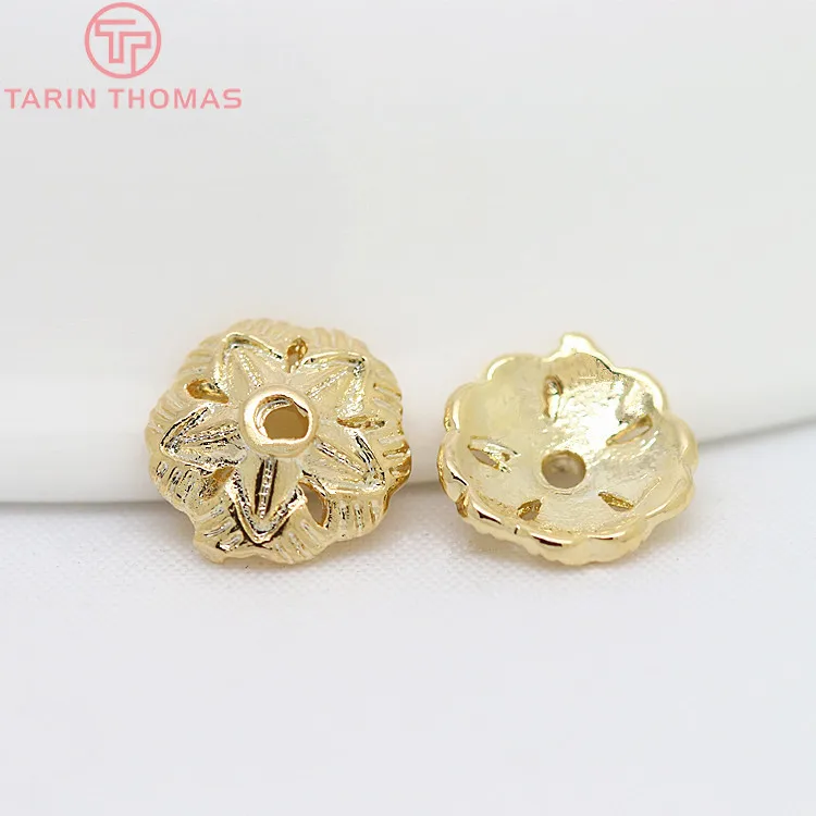 (3167)20PCS 8MM 24K Gold Color Plated Brass Beads Caps High Quality Diy Jewelry Findings Accessories Wholesale