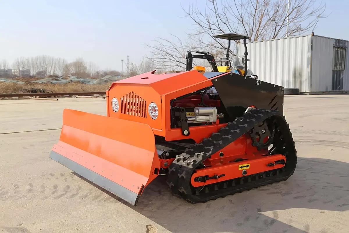 door to door Gasoline Crawler type Gras Cutter Machine Robot Remote Control Professional Lawn Mower with Front Bucket