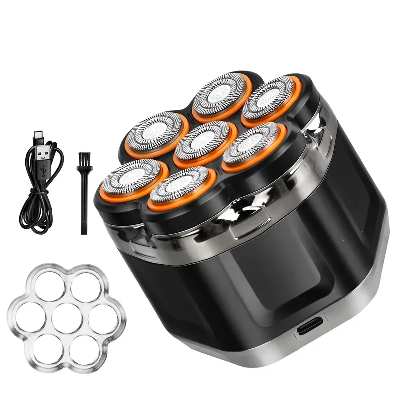 

Мужская электробритва с семью лезвиями, магнитной головкой, цифровым дисплеем, перезаряжаемая, водонепроницаемая, со светодиодной подсветкой, для бритья бороды