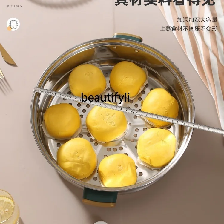 Vaporizador eléctrico multifuncional de tres capas de gran capacidad para el hogar, olla de cocina inteligente para bollos al vapor multicapa