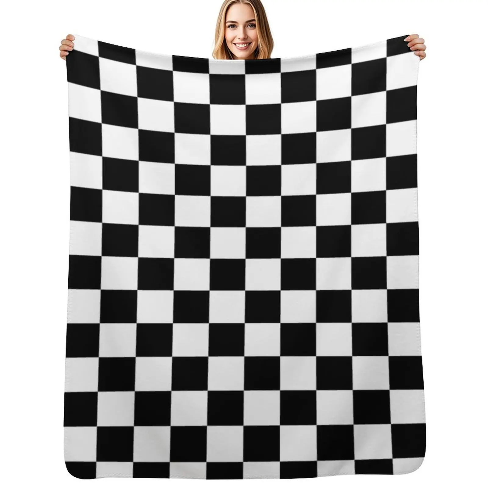 Black and white checkered Throw Blanket Soft Comfort Blanket for Reading Watching TV
