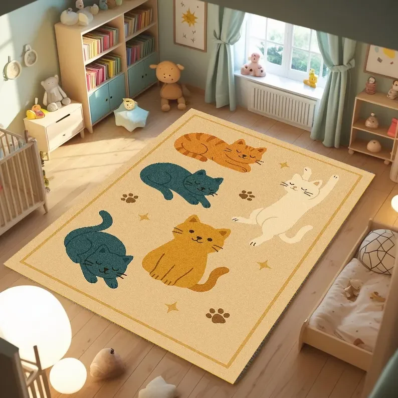Cute Cat Carpet Probe Black Cat Home Decoration Carpet Funny Bedroom Living Room Home Door Mat Cat Enthusiast Gift