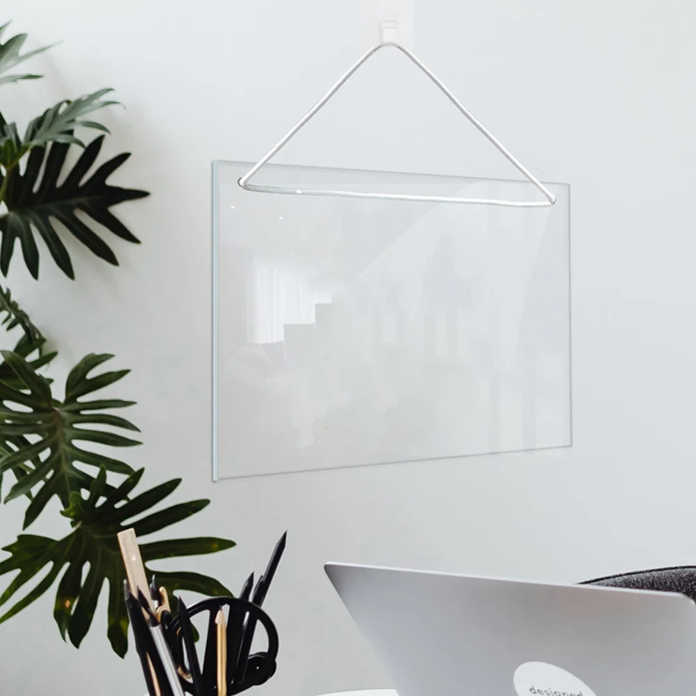 Clear Dry Erase Board Office Message Acrylic Writing Transparent Memo with Lanyard White