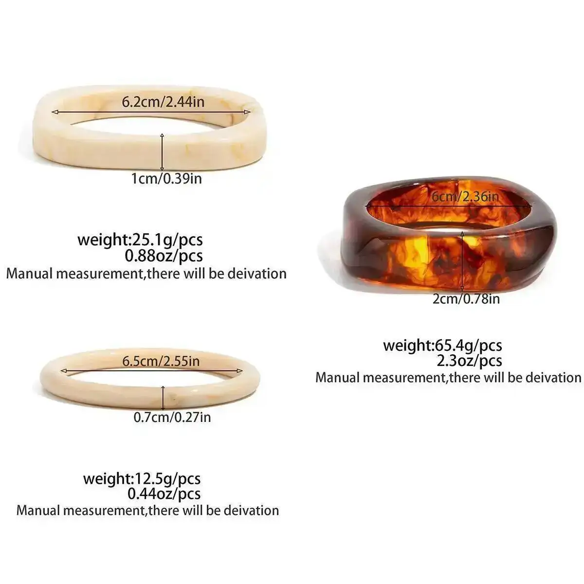 KunJoe 3 أنماط خمر الراتنج الاكريليك غير النظامية الإسورة سوار للنساء أنيقة متعدد الطبقات سحر واسعة الإسورة سيدة مجوهرات هدية