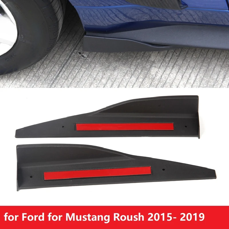 2 Pcs Car Side Skirt Spoiler Car Wings Splitter for Ford for Mustang Roush 2015 2016 2017 2018 2019 Black