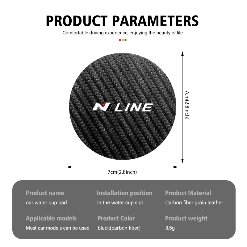 2pcs Car Coaster Water Cup Holder Anti-Slip Pads Accessories For Hyundai Sonata i30 i20 Tucson Elantra Kona N Line view 6