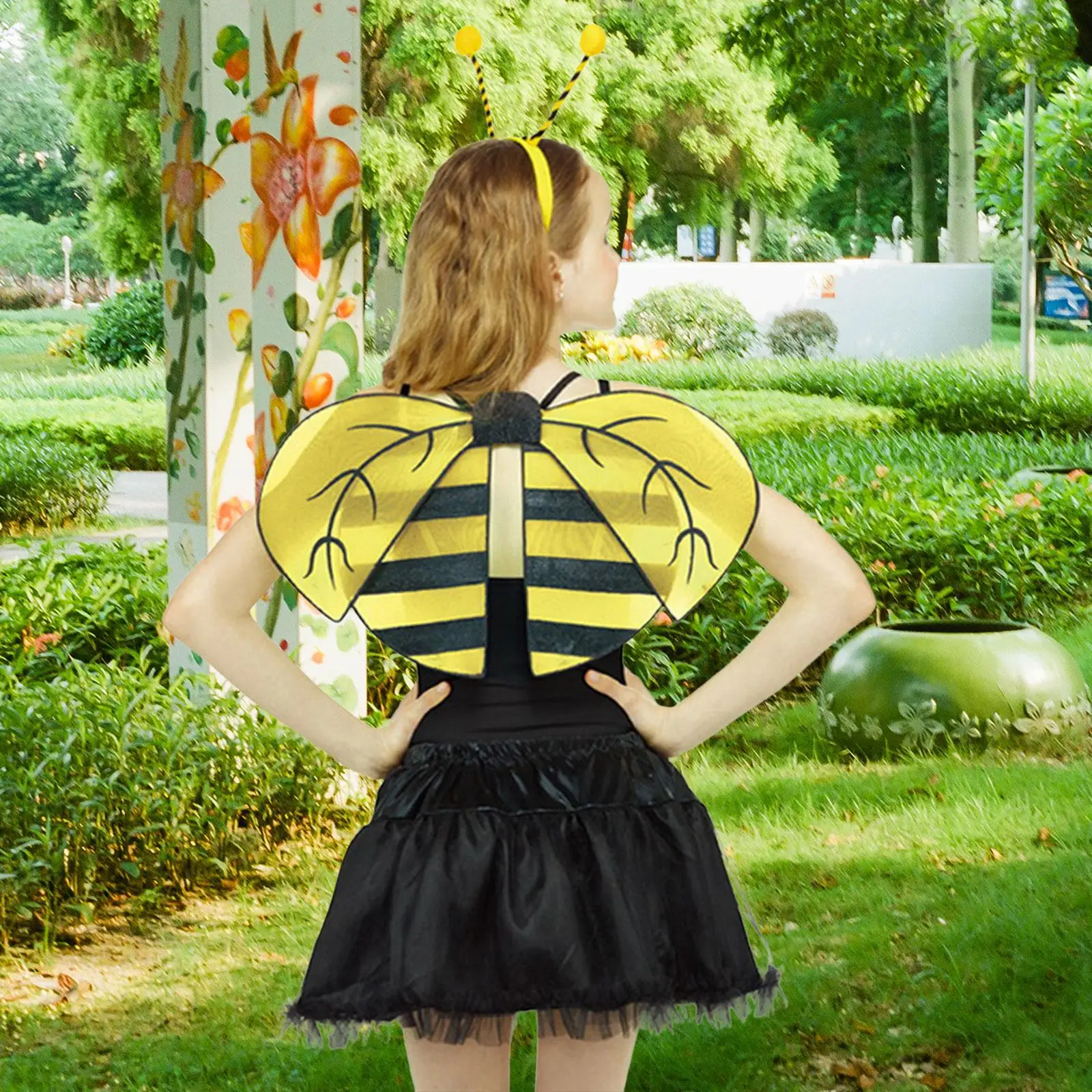 Bee Costume Kit Women Photo Props Cosplay Headband Fairy Wing Cv Masquerade Party Favors Role Festival Kids Girls