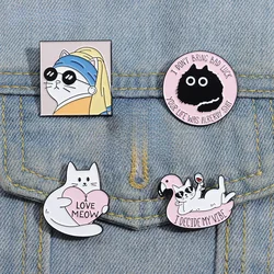 Animal Cat Enamel Pins Funny Oil Painting Kitten Lapel Pin Kawaii Brooches Jewelry for Backpack Clothes Collar Badges Gifts Pin