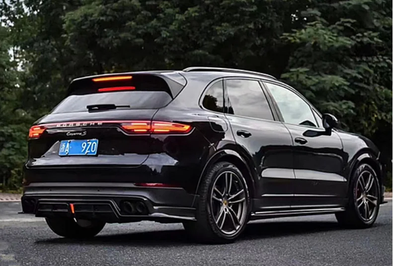 For Porsche Cayenne 2019-2023 High Quality Carbon Fiber Rear Trunk Bumper Diffuser Splitters Protector Cover