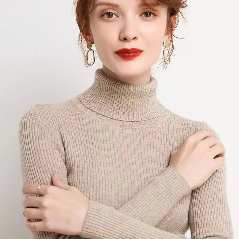 Gestrickte Roll kragen pullover Frauen pullover weiche warme Kaschmir pullover grundlegende feste Pullover für Frau Herbst Winter Bottom ing Top