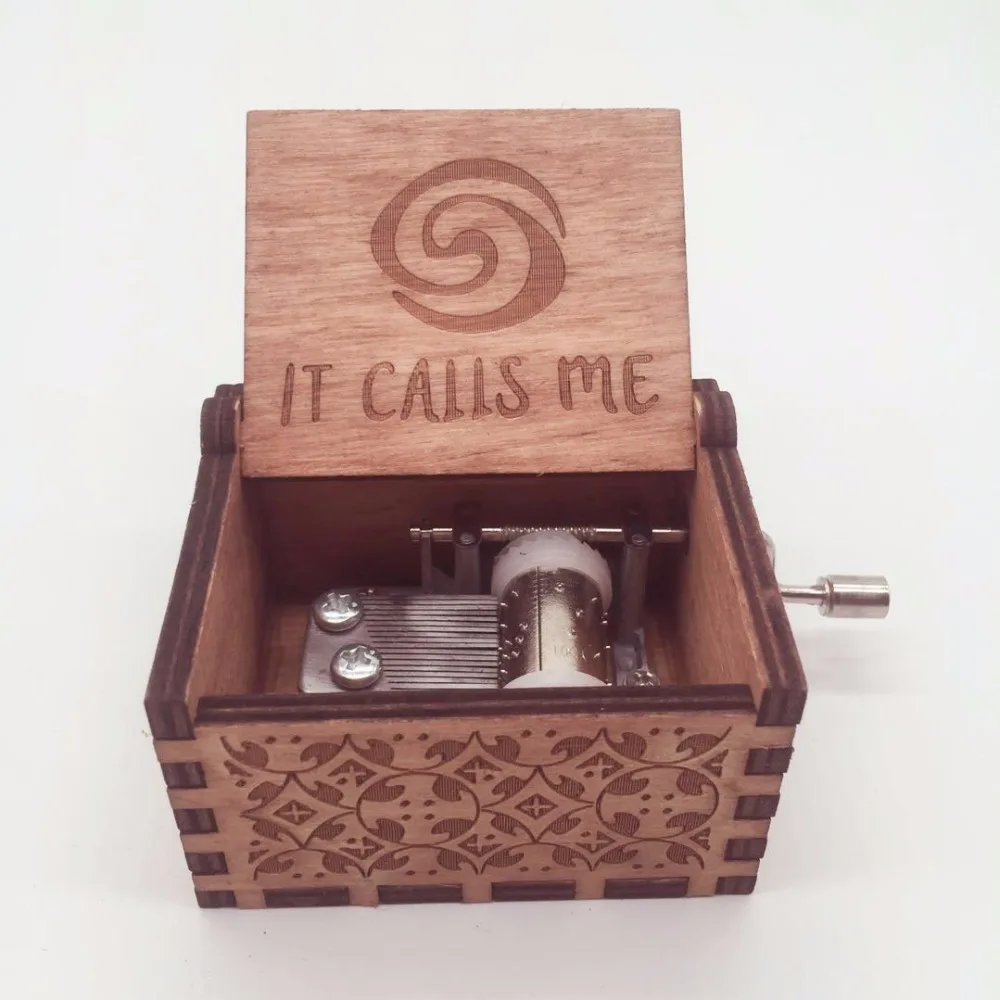 Moana IT CALLS ME music box Anonymity wooden hand crank Island Princess Birch musical boxes Action figure toys caja de musica