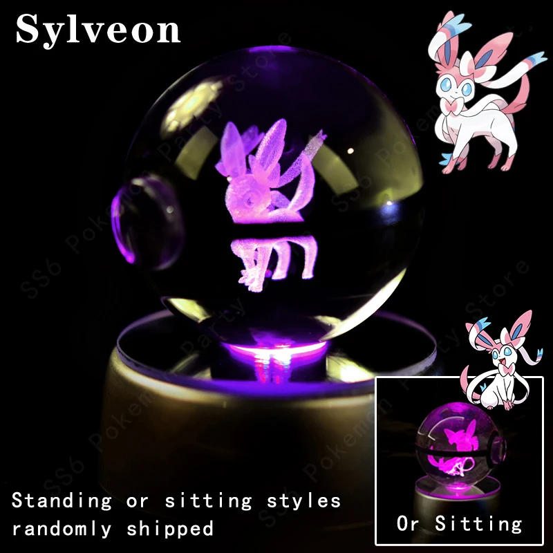 Pokemon Kristallen Bol 3D Pikachu Mewtwo Gengar Pokébal 3D Nachtlampje Glazen Beeldje Pokemon Kristallen Bol Kinderverjaardagscadeau