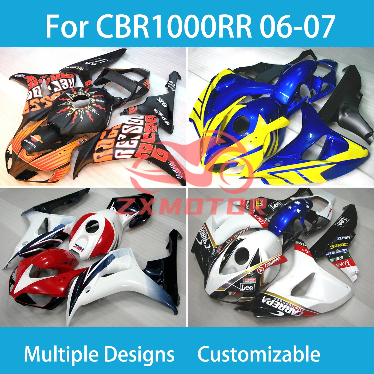 

CBR1000RR 06 07, бесплатные обтекатели на заказ для Honda CBR 1000RR 2006 2007, комплект деталей кузова гоночного мотоцикла, комплект обтекателей