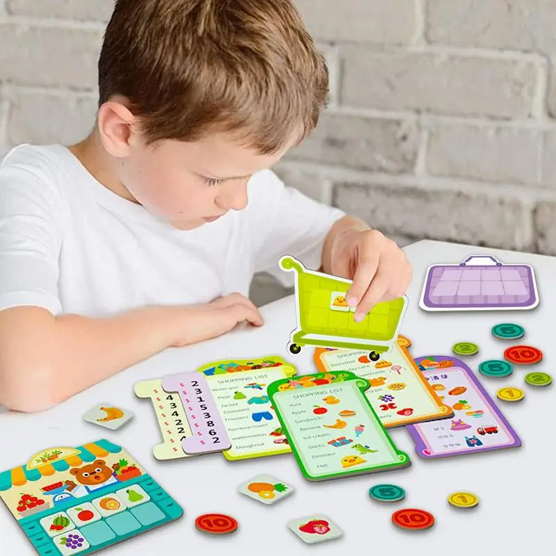 Jeux de société interactifs assortis, liste de courses, jeu de cartes, épicerie, fruits, jouets préscolaires