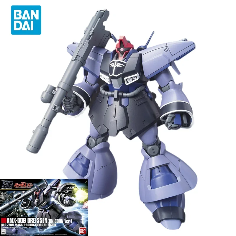 Bandai Original GUNDAM Anime Model HGUC 124 1/144 GUNDAM AMX-009 DREISSEN UNICORN VER Action Figure Toys Gifts for Children