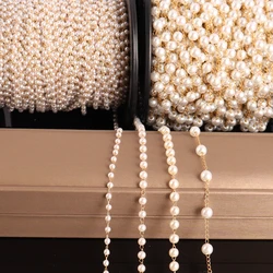 1 Meter Stainless Steel Imitation Pearls Chain Accessories Beads Chains for DIY Jewelry Making Findings Handmade Beaded Necklace