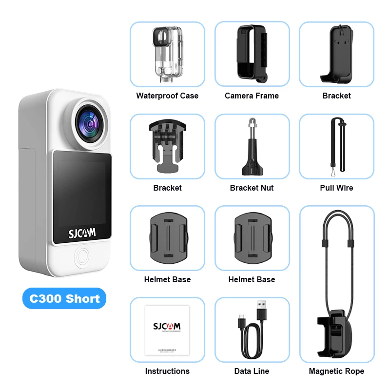 SJCAM C300 Taschen-Action-Kamera 4K FHD mit langer Akkulaufzeit Video 30M wasserdichte 5G WiFi-Kamera Sport-Action-Kamera 7