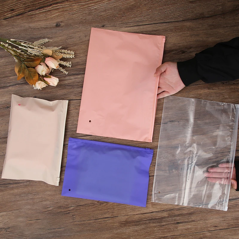 StoBag Custom Frosted Matte Clothes Packaging Zipper Bags Ziplock Color Plastic Sealed Underwear Reusable Pocket Pouches Home