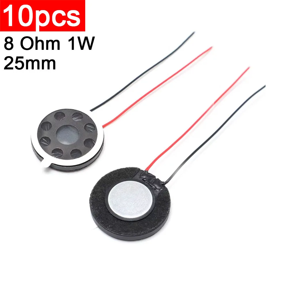 10pcs 8 Ohm 1W Speaker Plastic Inner Magnetic Round 25mm Loud Speakers Mobile Phone Small Loudspeaker Audio