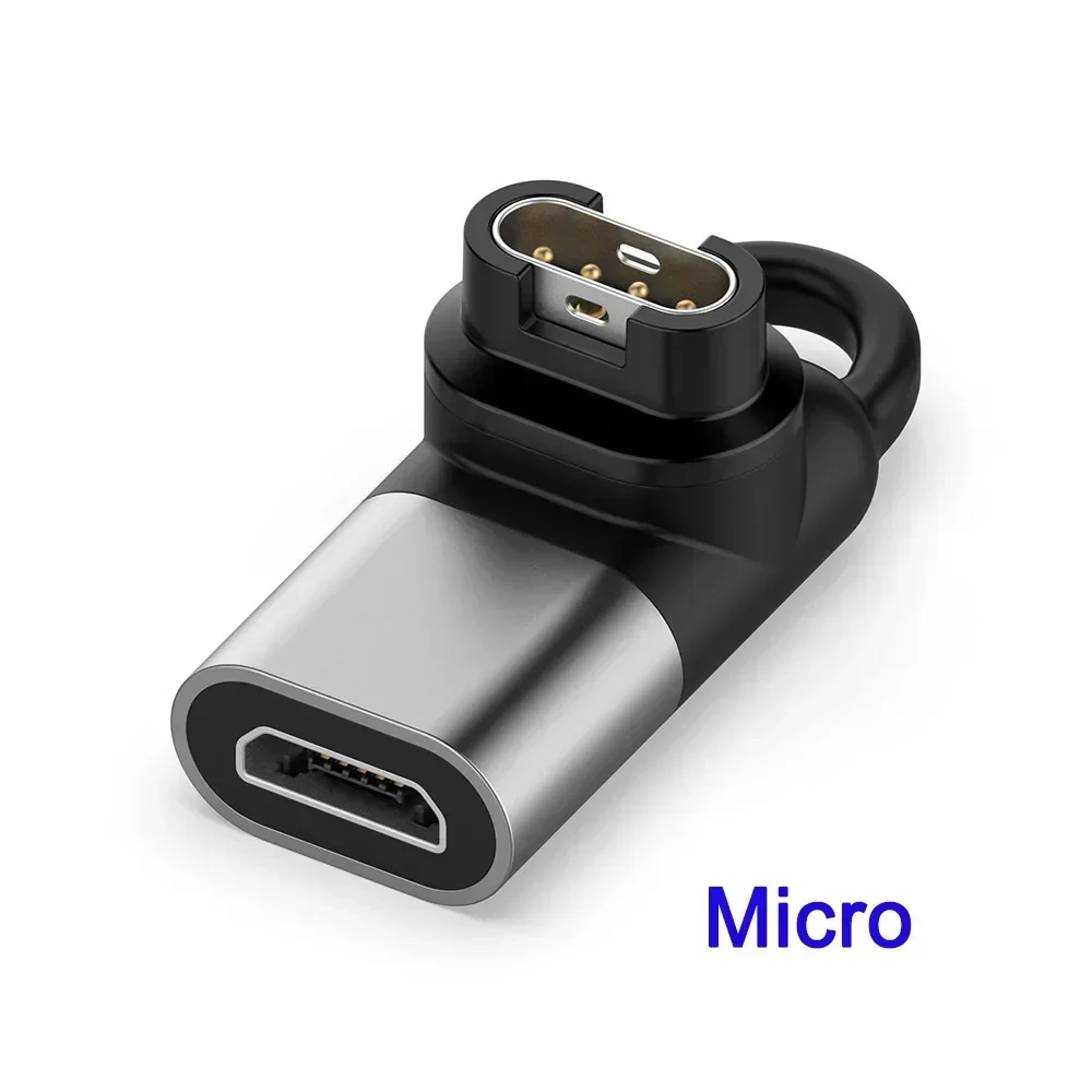 Connector Charger for Garmin Smart Watches Micro USB/ IOS/ Type C Charging Adapter for Instinct 2 Solar/ Fenix 5/6/8 51mm 7 7x
