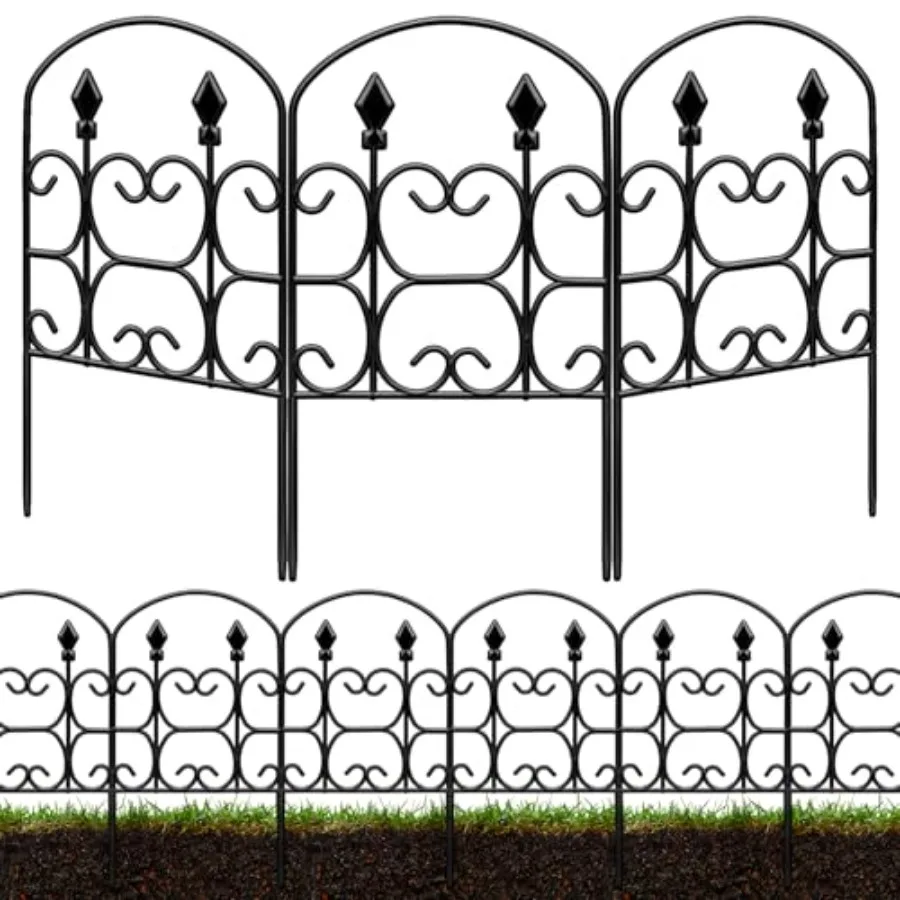 

Outdoor Garden Metal Fence Panels, No-Dig Installation, 24in Height, Animal Barrier for Yard