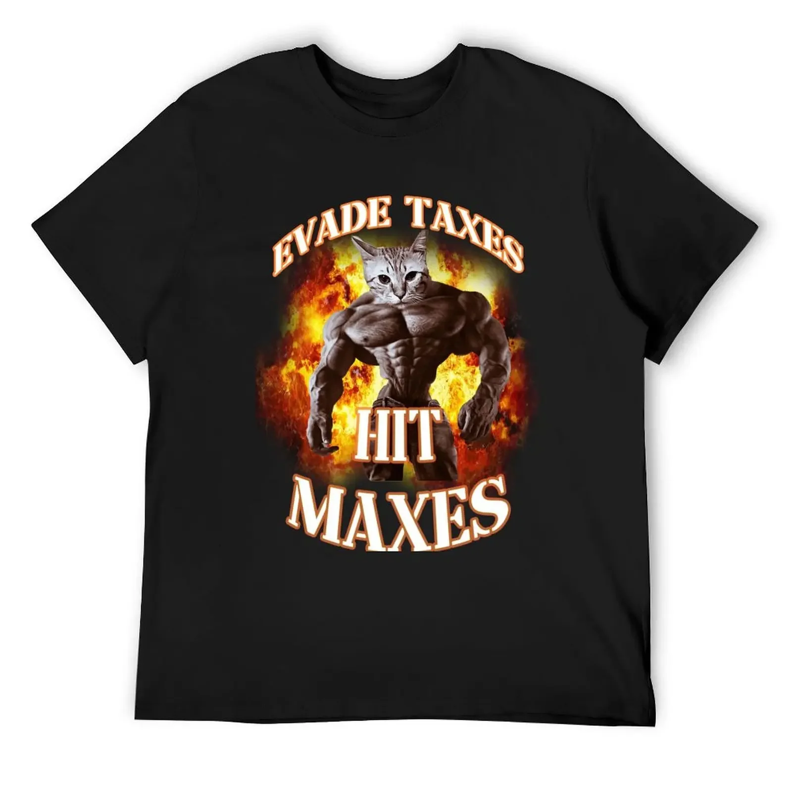 evade taxes hit maxes cat gym meme T-Shirt Blouse street wear vintage clothes mens graphic t-shirts pack