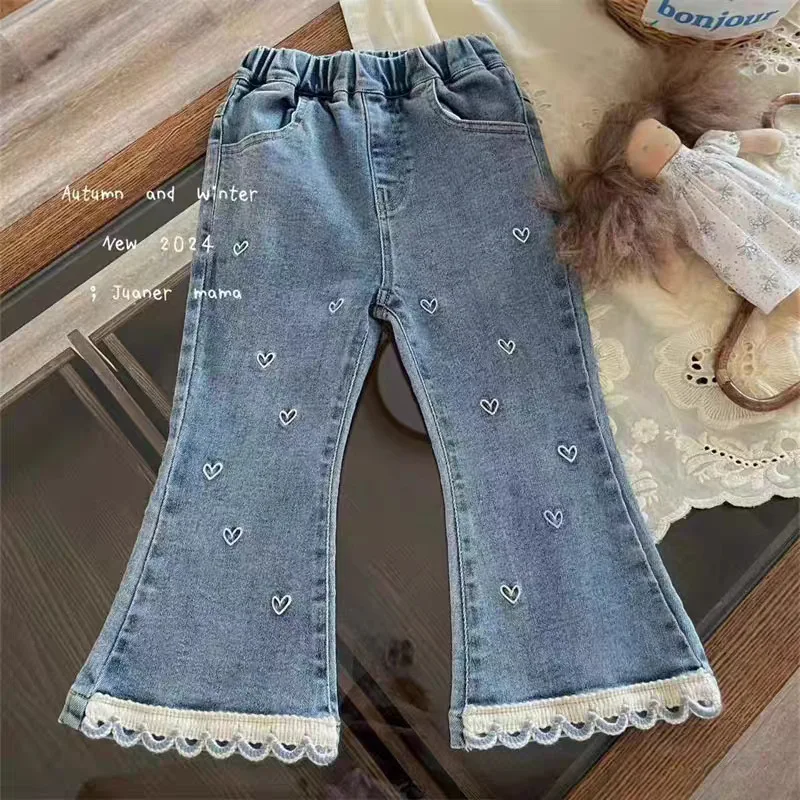 

NL-Girls' Pants Spring and Autumn New Western Style Baby Girls' Autumn Fashionable Children's Wear Autumn Flared Jeans