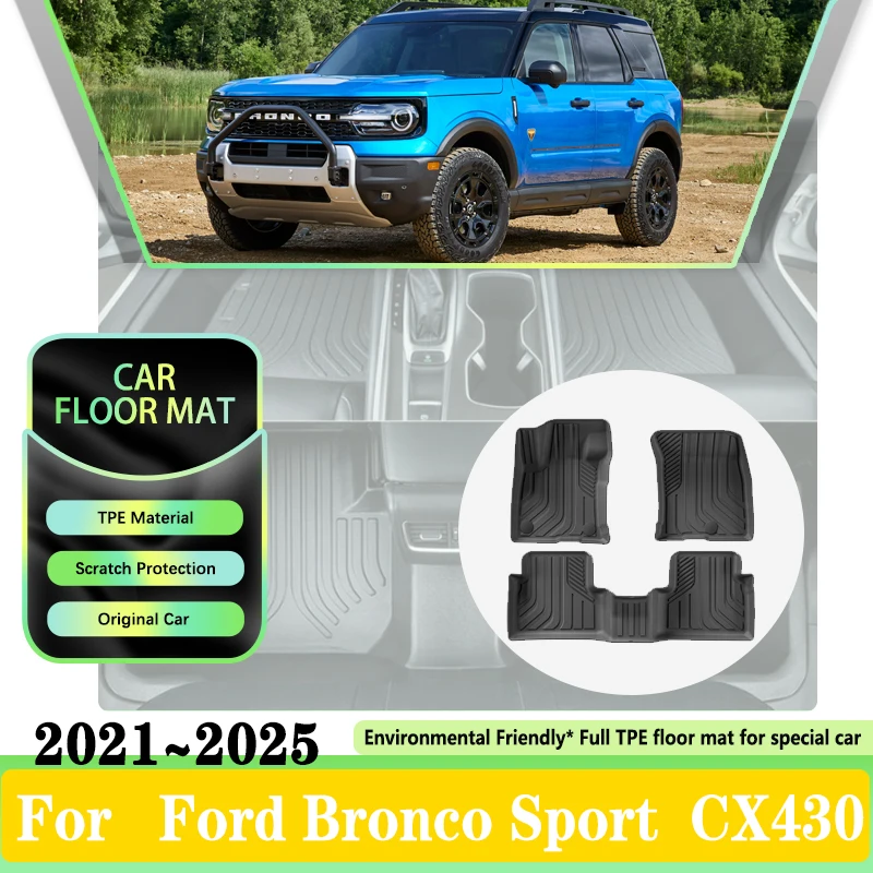 

Автомобильный коврик с левым рулем для Ford Bronco Sport 2022 CX430 2023 2024 2025 Принадлежности для напольного коврика Ковры Внутренняя запасная часть Коврик Аксессуары