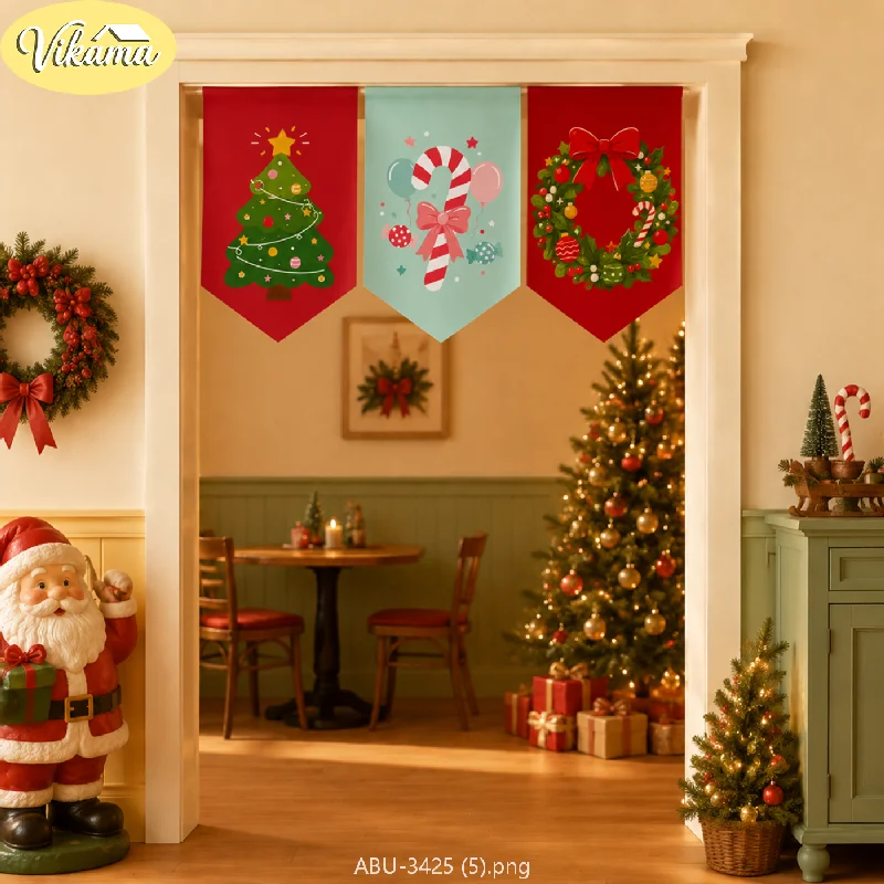 Christmas Tree Candy Cane Pennant Bunting Banner Hanging Flags Garland for Xmas Door Window Wall Home Winter Holiday Decor