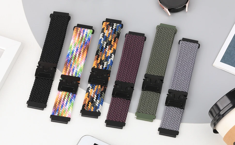 Geflochtenes Armband für Amazfit Bip, Bip Max/6/5/Balance 3/Active 2/GTS 4 Mini, Armband der Correa-Serie, Fallschirmmuster, 20 mm, 22 mm, Uhrenarmband. – Detail 3