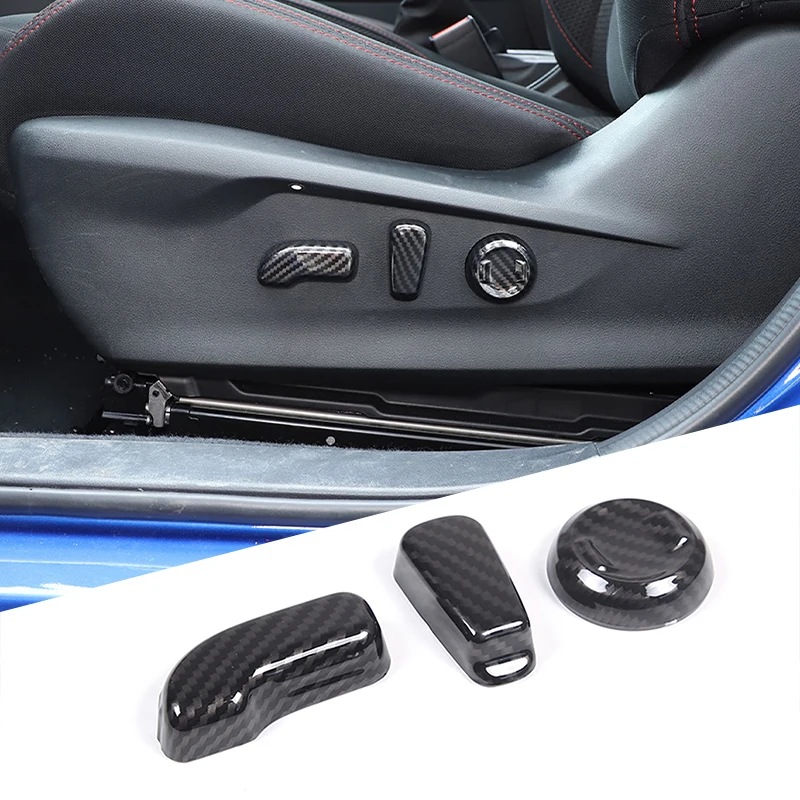 

For Subaru WRX 2021-2024 Car Accessories Seat Adjust Switch Button Trim Cover Carbon Fiber Black Color ABS Interior Auto Parts