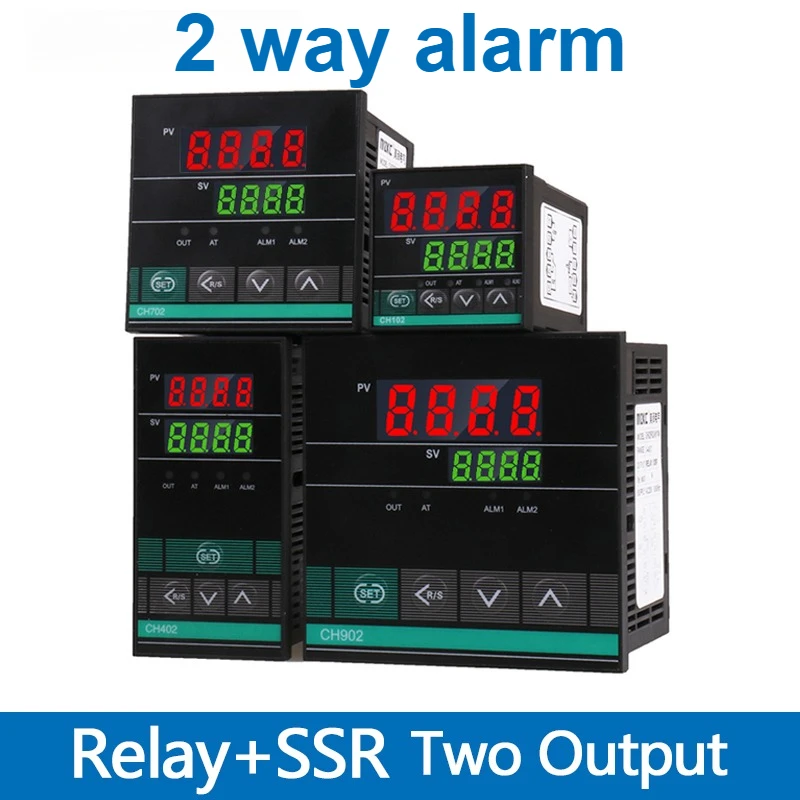 المزدوج الناتج العالمي المدخلات ترموستات منظم درجة الحرارة الرقمي PID تحكم CH102 CH402 CH702 CH902 SSR التتابع #1