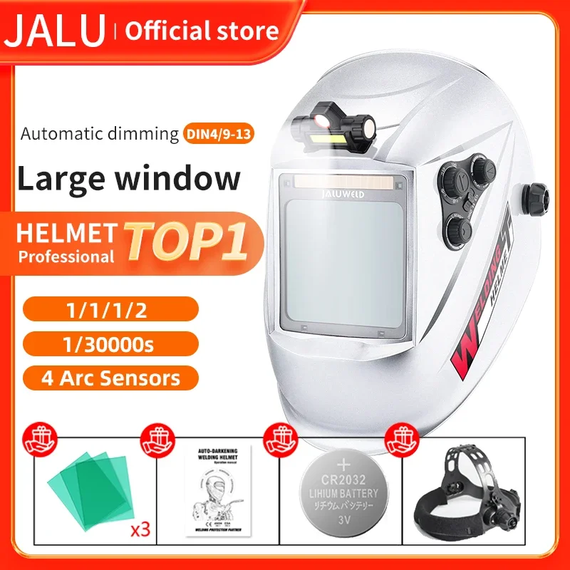 Big View Welder Mask Ture Color 1112 Auto Darkening Helmet 100x97mm DIN4-13 Chameleon Welding Helmet 4 Arc Sensors Welder Cap