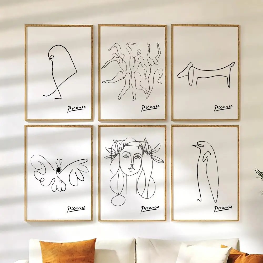Pablo P-Picasso Dove Poster Wall Stickers HD Painting Self Adhesive Art Decals for Bedroom Living Room Home Decor