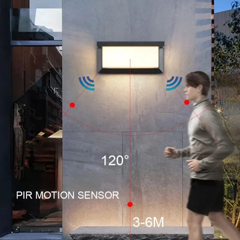 LED الجدار ضوء محس حركة الإضاءة في الهواء الطلق مقاوم للماء IP66 LED أضواء الشرفة أضواء حديقة في الشرفة مصباح الجدار في الهواء الطلق #5