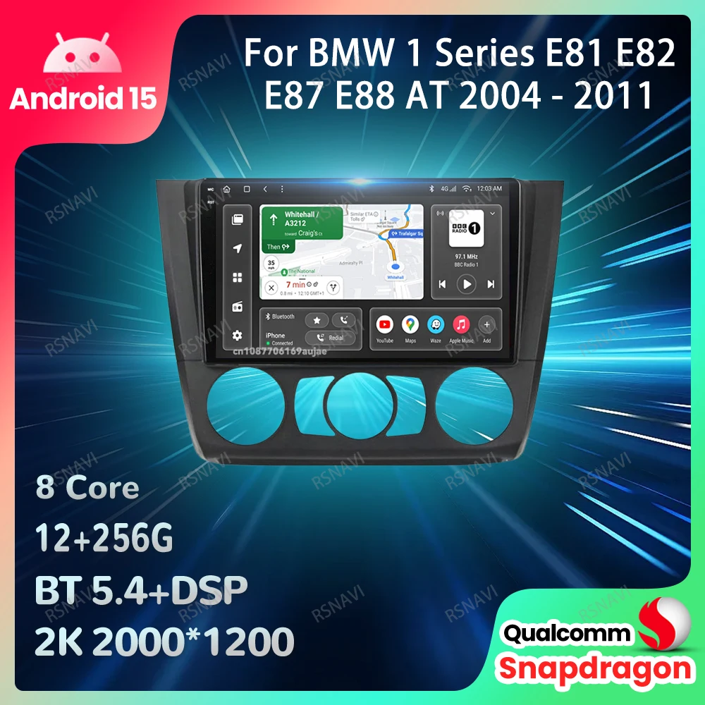 

Автомобильный радиоприемник Android 15 для BMW 1 серии E81 E82 E87 E88 AT 2004-2011 Беспроводной Carplay Auto 5G WIFI Стерео DVD 4G LTE Авторадио