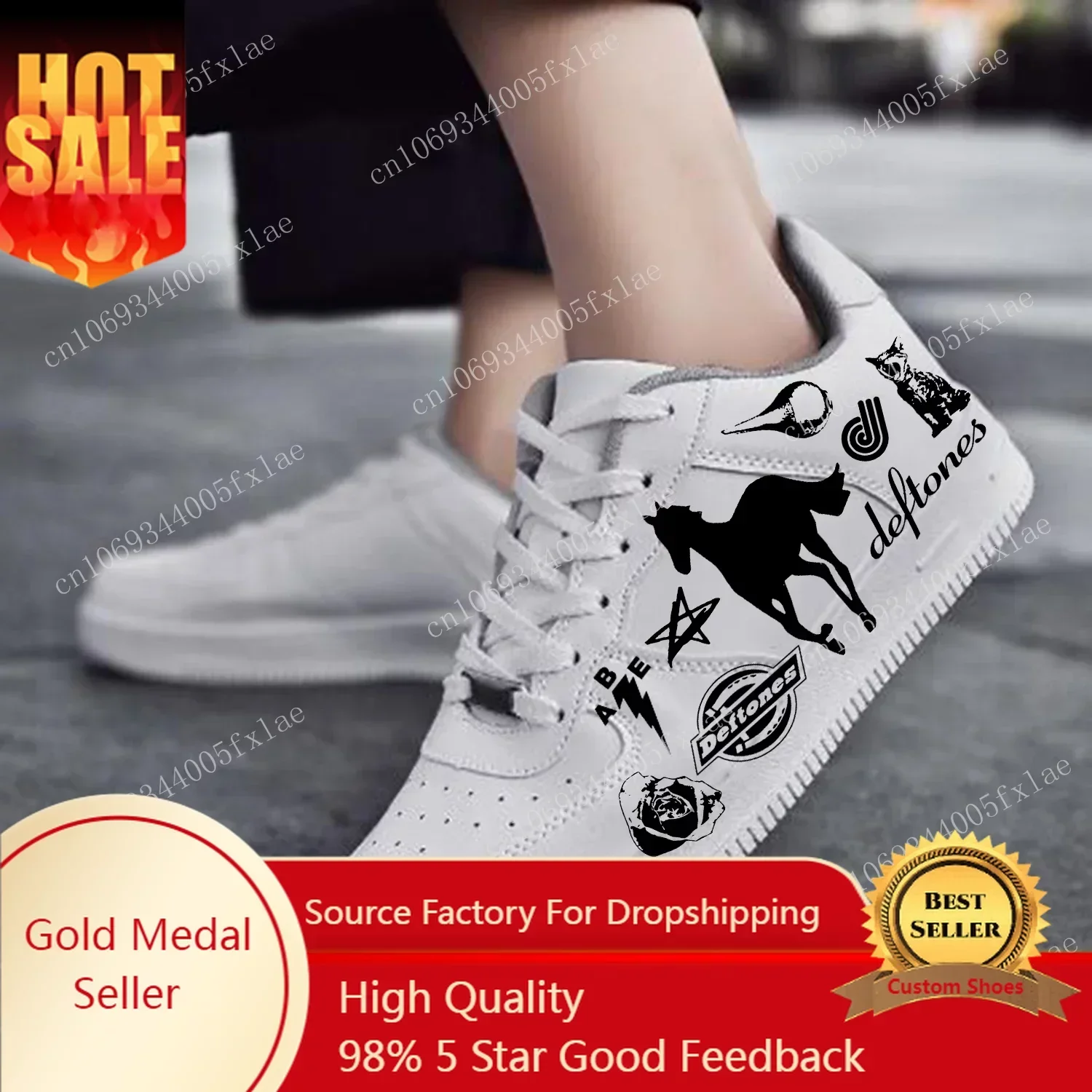 

D-Deftones AF Basketball Mens Womens Sports Running High Quality Flats Force Sneakers Lace Up Mesh Customized Made Shoe White