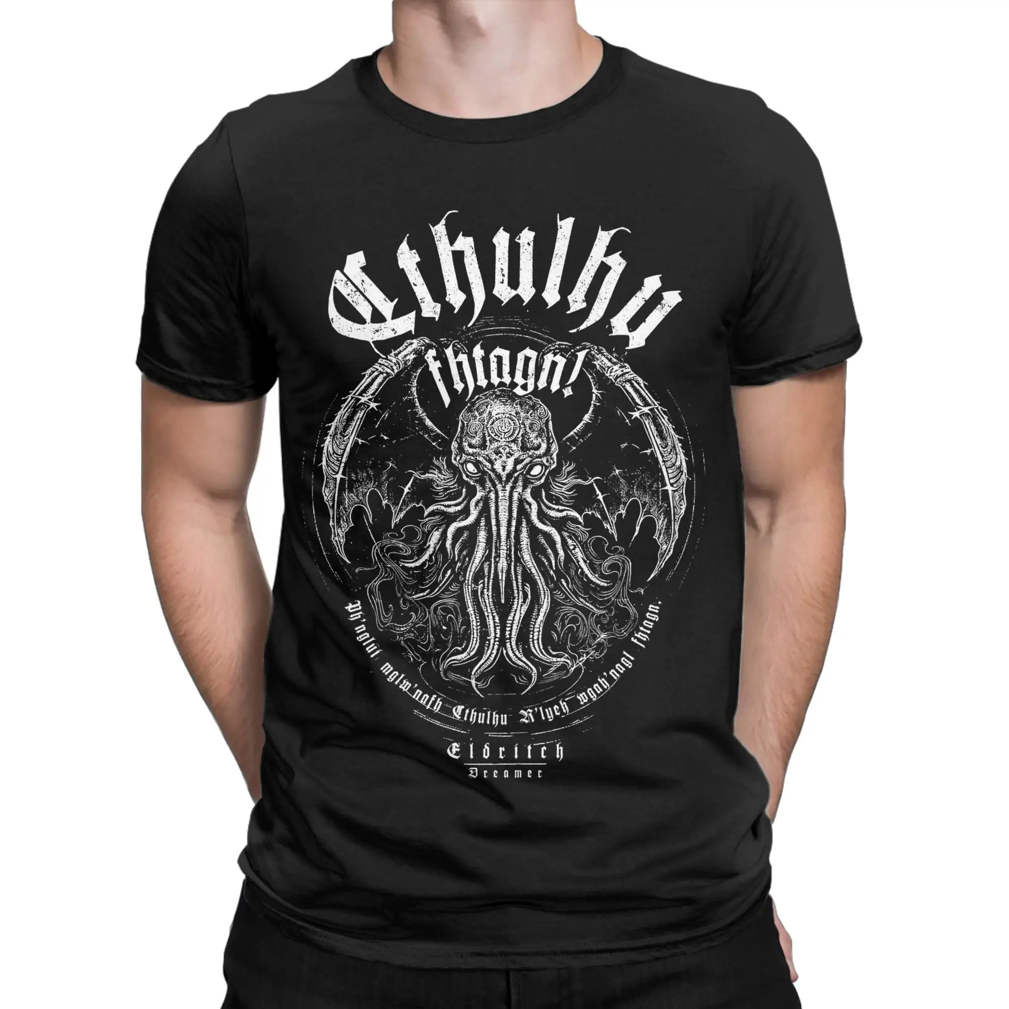 Cthulhu fhtagn! Arkham Eldritch Dreamer T Shirt for Men Cotton Novelty T-Shirts Crewneck  Tees Short Sleeve Clothing Graphic