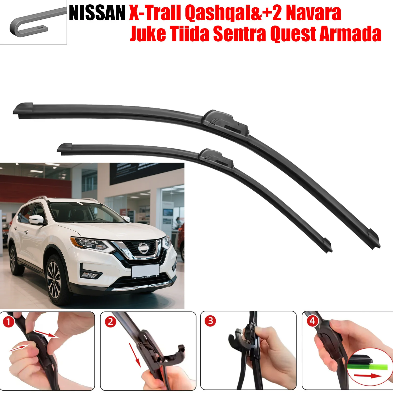 Scheibenwischerblätter Für NISSAN X-Trail 2001-2024 Qashqai 2006-2024 Juke Navara Sentra Quest Armada Frontscheibe wischer